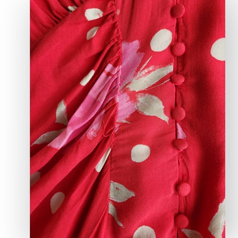 Free People Red Floral Polka Dot Mini Dress - Picture 7 of 15